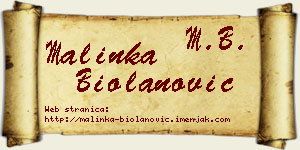 Malinka Biolanović vizit kartica